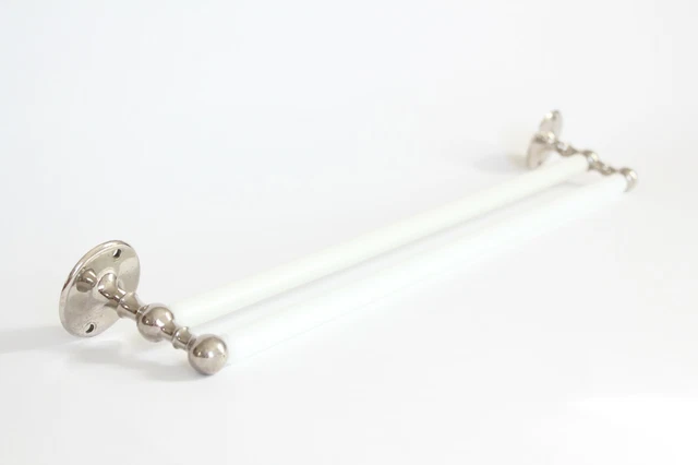 antique milk glass double towel rod rack holder | deco victorian kitchen bath