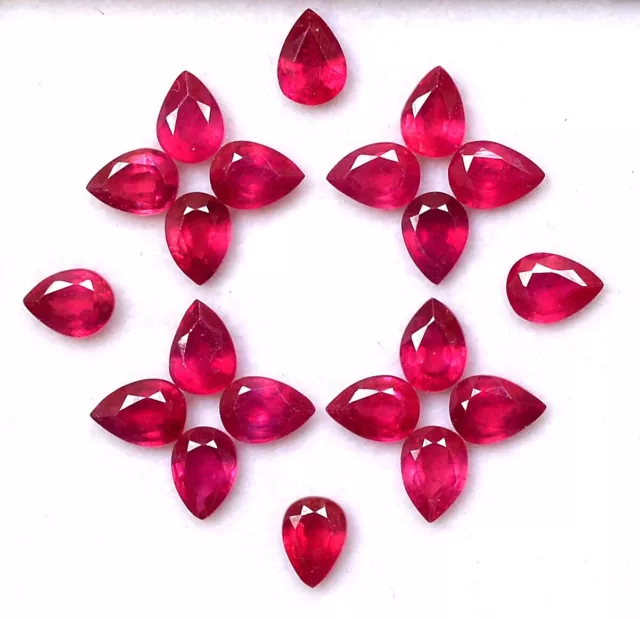 7x5 mm Natural Ruby Pear Cut Lot 15 Pcs 14.59 CTS Calibrated Loose Gemstones GF