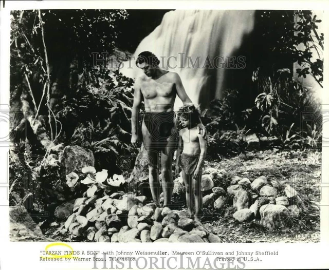1991 Press Photo Johnny Weissmuller and co-actor of "Tarzan Finds A Son."