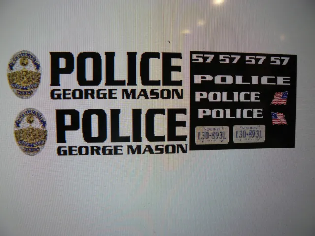 George Mason Virginia Police    Patrol Car  Decals 1:24