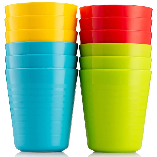 Kids Cups - Set of 12 Kids Plastic Cups - 8 oz Kids Drinking Cups -P...