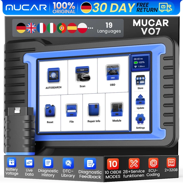 Dispositivo diagnostico bidirezionale Autovin MUCAR VO7 veicolo professionale OBD2 scanner strumento DE
