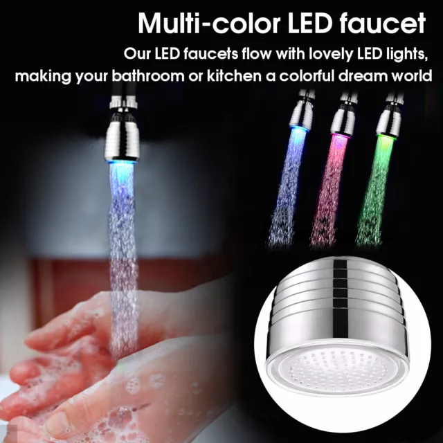 Multi Colour Changing Led Tap Faucet Kitchen Bathroom Sink Water Light Lamp 3