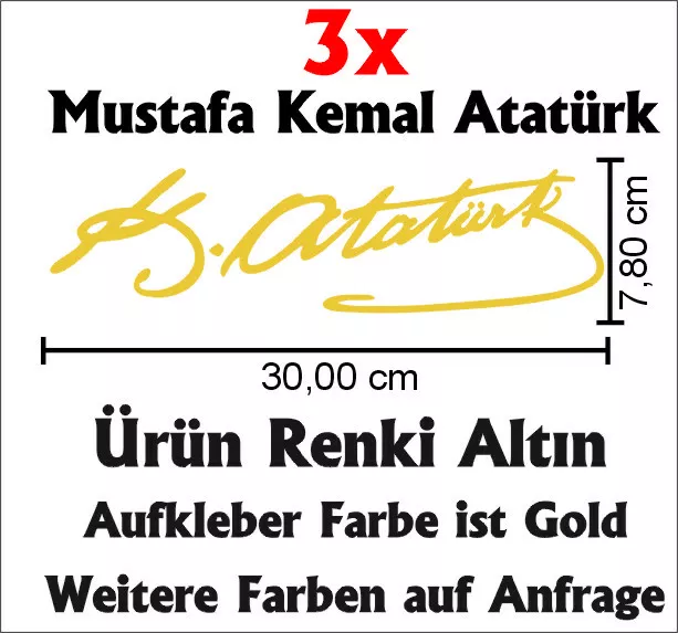 50cm Mustafa Kemal Atatürk Imza Imzasi Türkiye Auto Spiegel