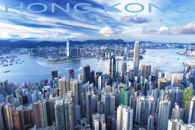 5874.Hong kong.skyscrapers.city.travel.tourism.POSTER.Decoration.Graphic