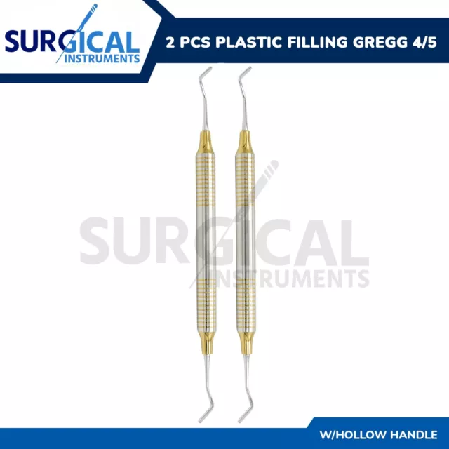 2 Pcs Dental Composite Instrument Gregg 4/5 Set W/Hollow Handle Plastic Filling