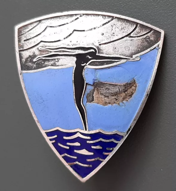 Insigne Marine 1940 Torpilleur la TROMBE Augis émail Badge ORIGINAL WWII France