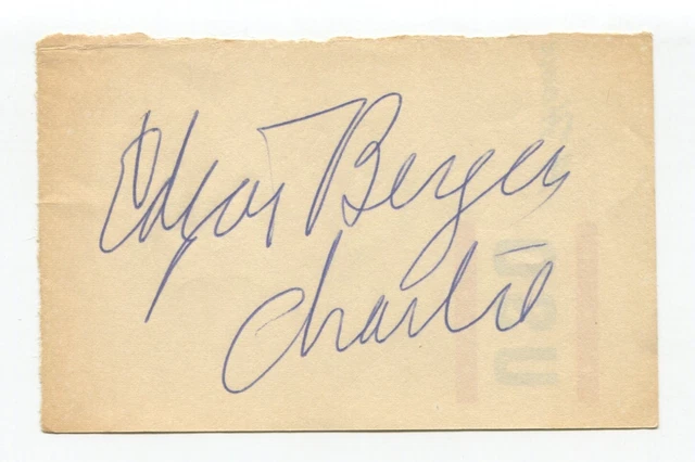 Edgar Bergen and Charlie Signed Page Cut Autographed Actor Ventriloquist