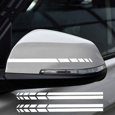 4x White Reflective Car Sticker Rearview Mirror Side Strip Decal Accessories Kit
