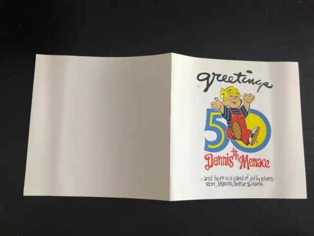 Hank Ketcham DENNIS THE MENACE "Greetings" 50th Year - Xmas Card