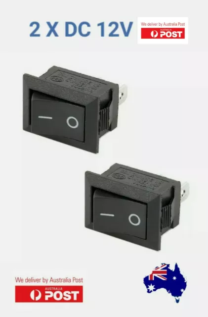 2Pcs x 2 Pin 12V Car Boat  Light ON/OFF Rocker Toggle Switch Tool Black