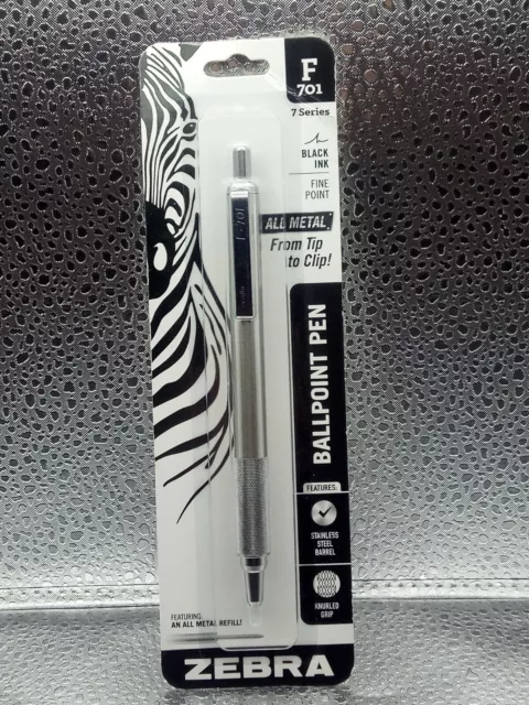 Zebra F-701 All Metal Retractable Ballpoint Pen with Knurled Grip