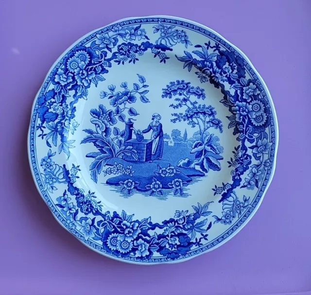 The Spode Blue Room Collection Girl At Well Georgian Series Salad Plate  7 1/2"