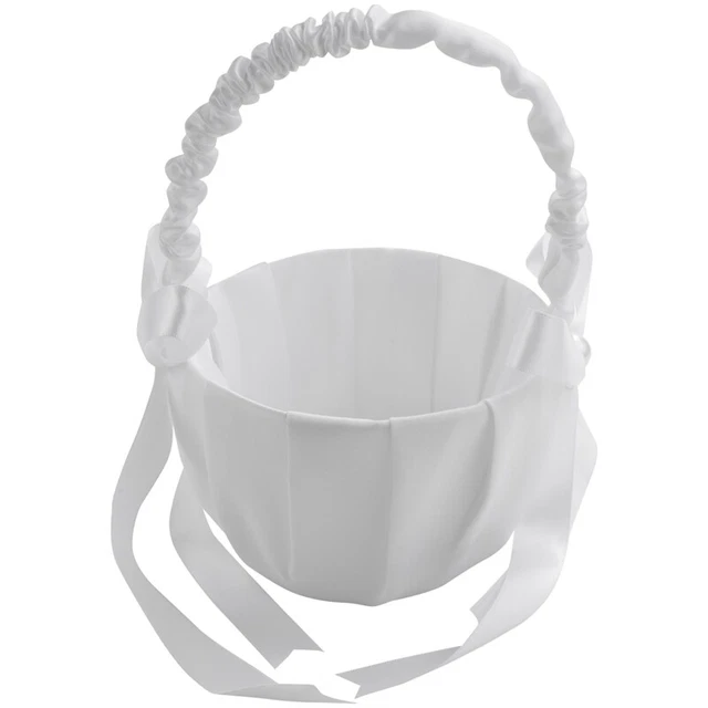 Romantico arco bianco raso perla fiori ragazza cesto matrimonio Zer F5E3