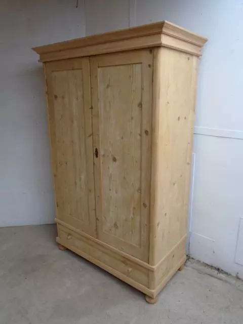 A Lovely Plain Large Antique Pine Knockdown Wardrobe to Wax / Paint