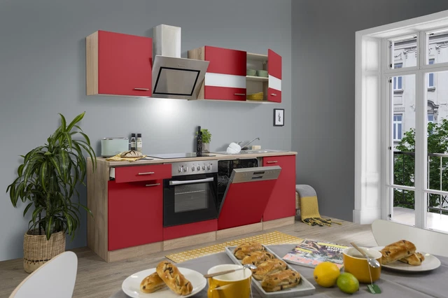 Cucina attrezzata cucinino Rovere Rosso Merle 220 CM