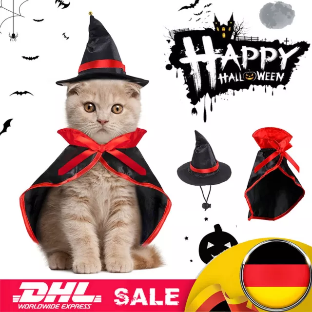 Halloween Haustier für Hund Katze Umhang Hut Haustier Vampir Outfit Party Kostüm