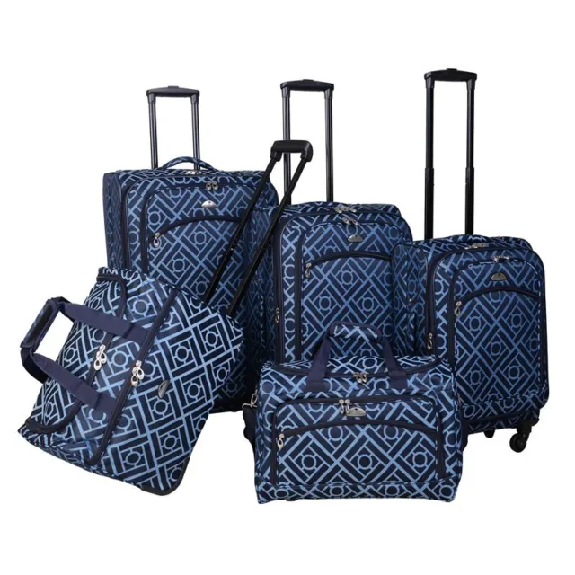 American Flyer Astor Fabric 5 Piece Luggage Set in Blue