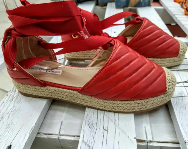 Scarpe Donna F81837 Campesine Alla Schiava Rosso Espadrillas Estate  Zeppa