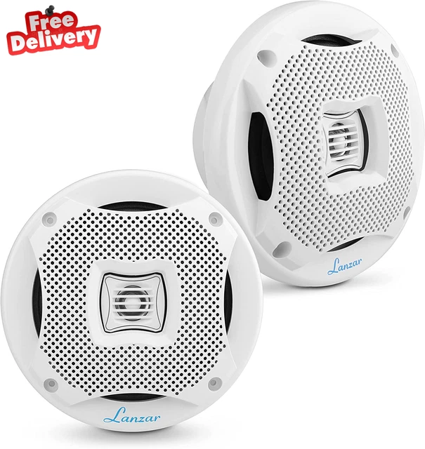 Lanzar 6.5” Dual Waterproof Marine Speakers - 400W 4Ohm Outdoor Car/Boat Radio S