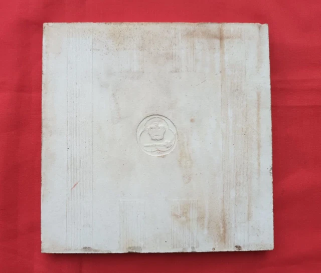 1 Piece Old Art Flower Design Embossed Majolica Ceramic Tiles Japan 0256 4