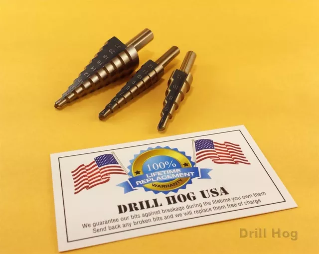 Drill Hog® Step Drill Bit Set REAMER Metric Bits MM UNIBIT Lifetime Warranty