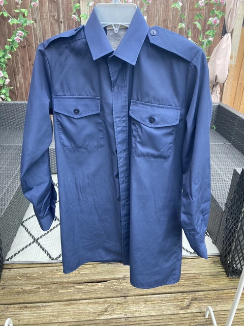 Army Shirt Black Used British Army Navy Long Sleeve Working Shirt - Military Issue Uniform Mens Long Sleeve Army Shirt - Foto 13
