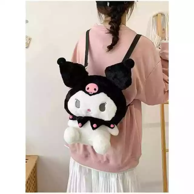 Cute Plush Backpack Kuromi Sanrio Black White