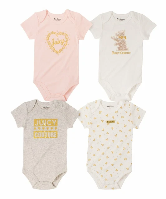 Designer Juicy Couture Baby Girls Bodysuit Set Pink, White, Grey 0-3 & 3-6 Month