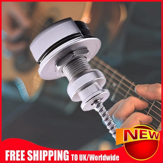2 Pcs Guitar Strap Locks with Mounting Screws Security Strap Lock (Silver)