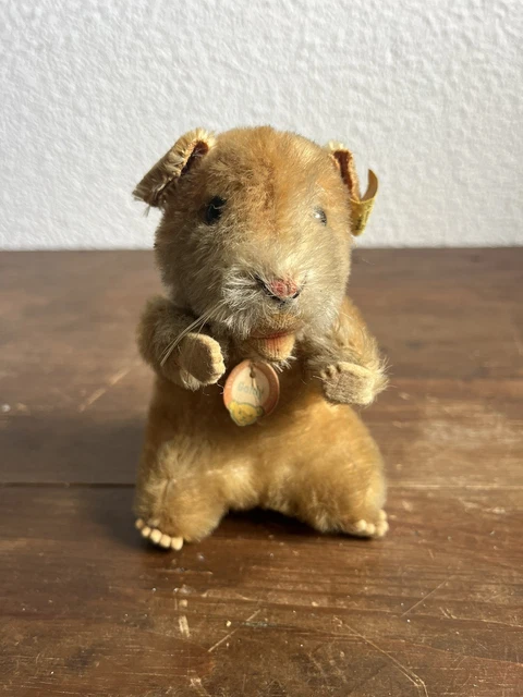 Peluche Steiff Goldy Hamster Vintage – Mohair – Allemagne 1950-60 – Rare