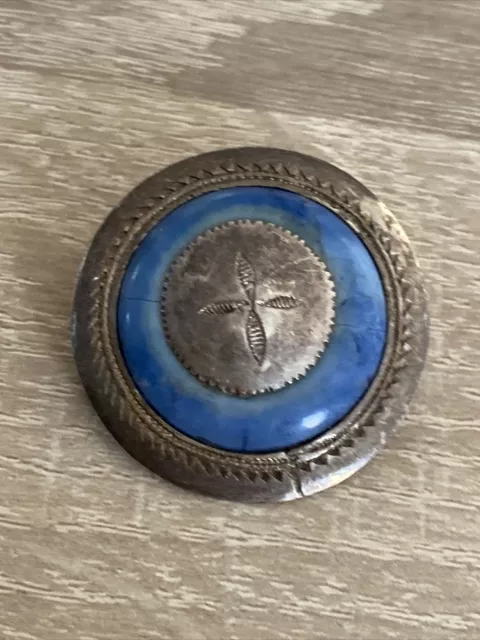 Ancienne Broche En Argent Massif Berbère kabyle ethnique Emaux