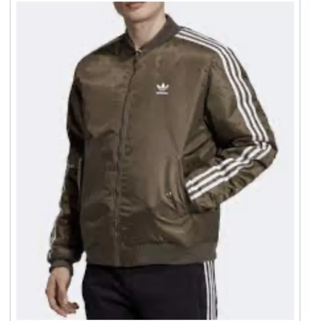 Adidas Originals Uomo Trefoil Padded Bomber Giacca Verde S