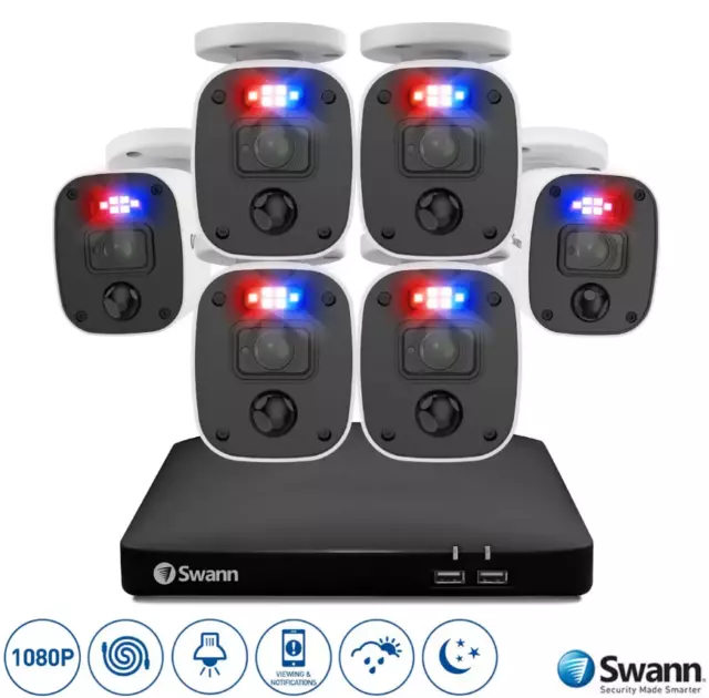 Swann 8-4680 8 Canal DVR 1TB 6 X 1080MQB Audio Cam CCTV Exécuteur Kit 846806MQB