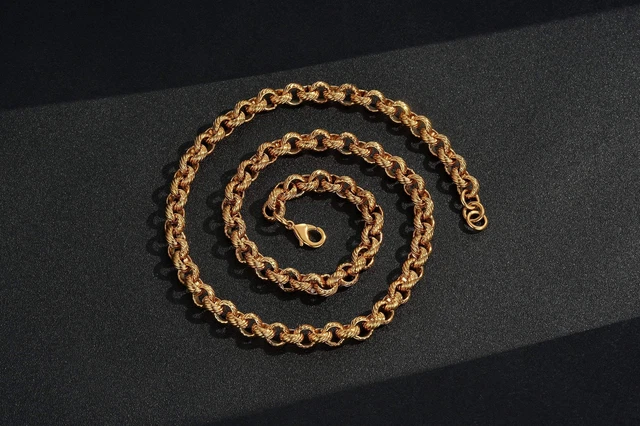9ct Solid Gold Belcher Chain Necklace – 16, 18, 20, 22 Inch – Round Link – Made In Italy – Unbranded