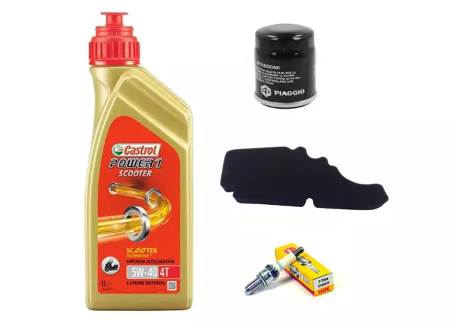 Kit/Tagliando Piaggio Vespa Lx E3 I.e. 125 Castrol 5W40 Filtro Olio Aria Candela