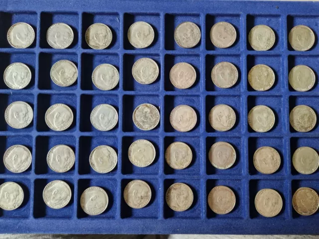 40 x  2 Reichsmark Paul v. Hindenburg 1937-1939 versch. Prägestätten