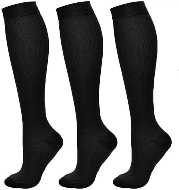 3 Paar Reisestrümpfe Stützstrümpfe Kompressionsstrümpfe Kniestrümpfe Damen L/XL