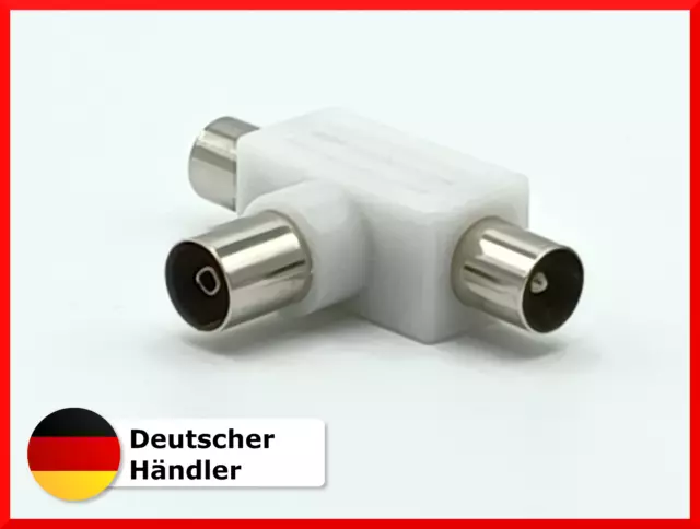 2 Fach TV Aufsteckverteiler IEC Coax Koax Adapter Verteiler