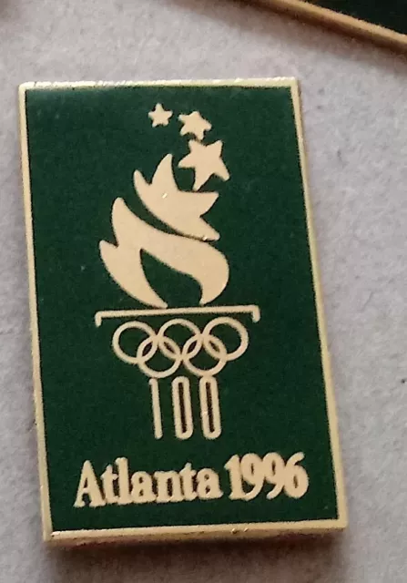 1996 Atlanta Olympic Pin Dark Green Gold Color Logo