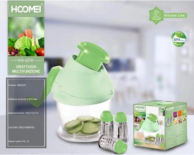 Grattugia Manuale Con Contenitore - 3 Lame Acciaio Per Formaggio E Verdure - Foto 11