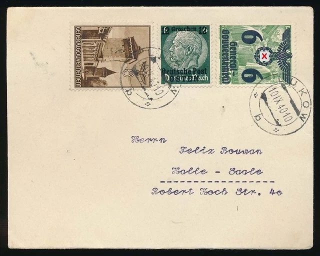 Generalgouvernement Nr. 3, 19, 40 MiF Brief LUKOW 1940 - HALLE #129798