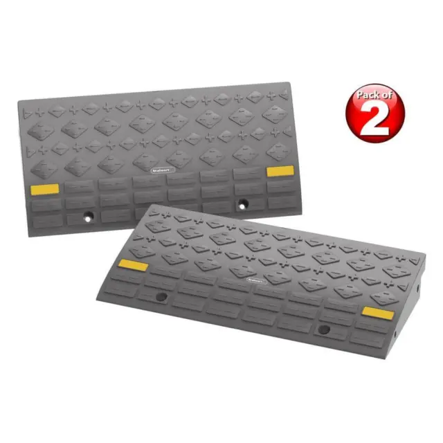 Stalwart Curb Ramps 12"x11.25"x23.75" Plastic 4-Ton Capacity+Outdoor (Set of 2)