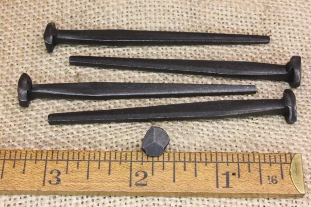 3" Rose head 5 nails antique square wrought iron vintage Spikes Decorative look