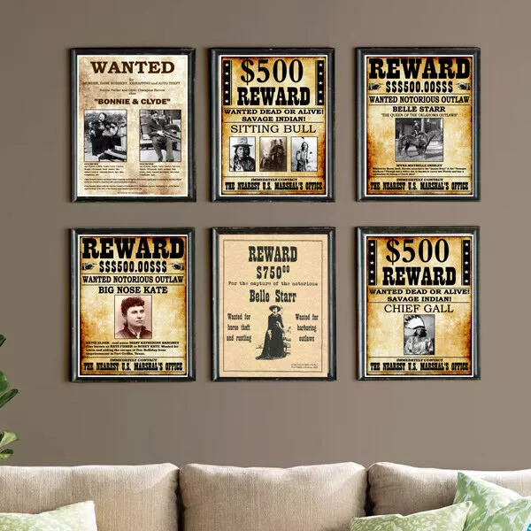 Old American Wanted Dead or Alive Wild West Print Poster Wall Art Picture A4+