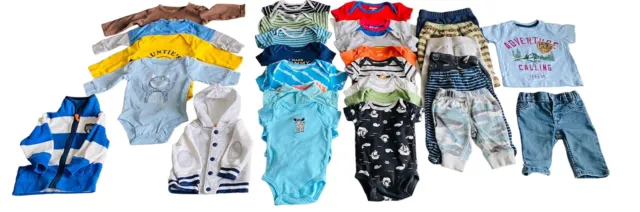 29-Piece Lot Of Infant Baby Boy Clothes 0-3 Months Bodysuits Leggings Sweaters