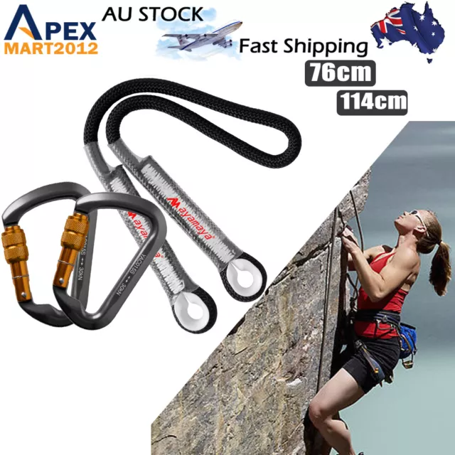 Screw Locking Carabiner + Rescue Eye to Eye Loop Prusik Rock Climbing Rope Cord