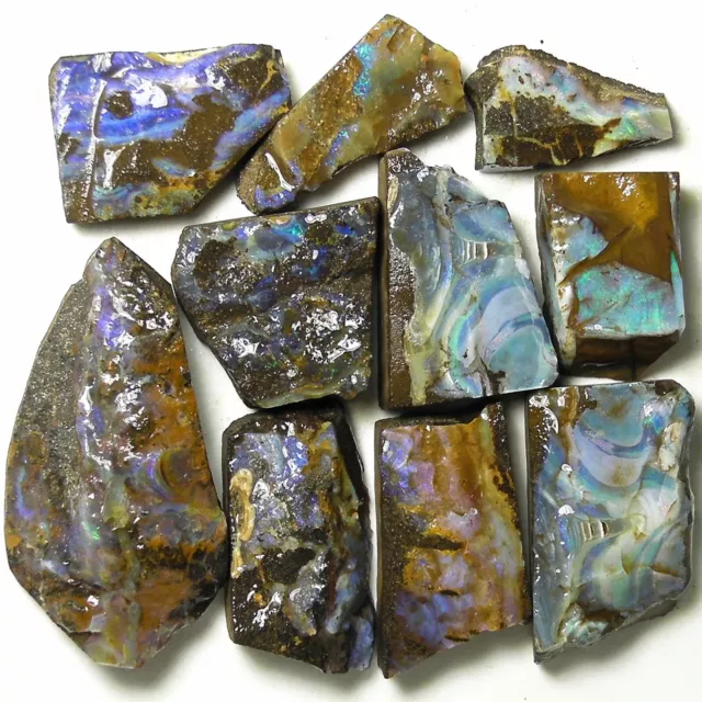 SPLIT QUEENSLAND BOULDER OPAL 518c PREFORM ROUGH RUB PARCEL OCA16919