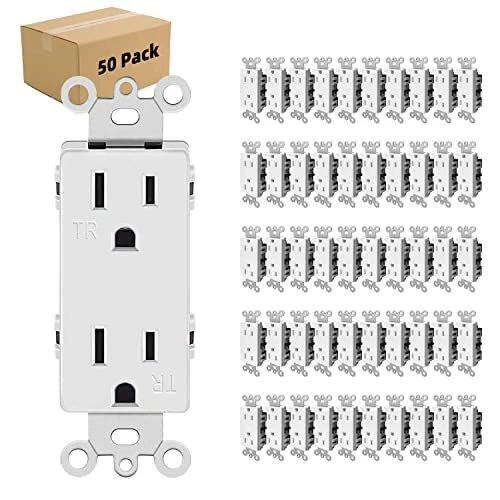 Outlet Socket, Decora Duplex Receptacle, 15 Amp, 125 Volt, Tamper 15A
