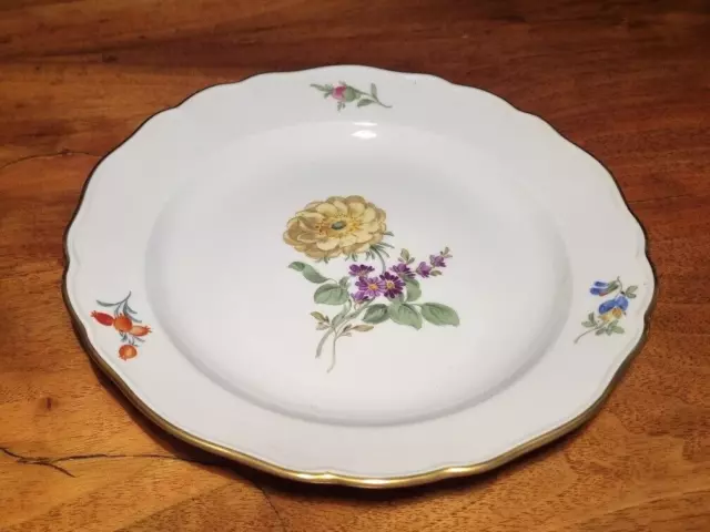 Kuchen Teller, Meissen Porzellan, gelbe Rose, Blumen Dekor, D 18 cm, 2. Wahl